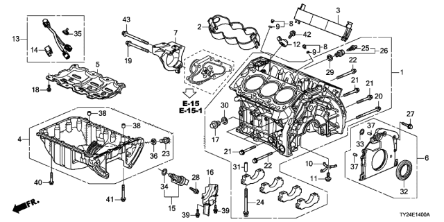 2019 Acura RLX Block Assembly , Cylinder Diagram for 11000-5MR-A00