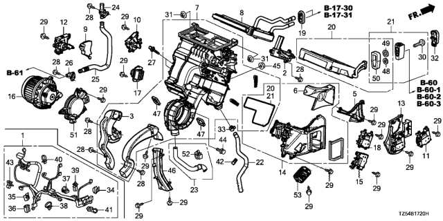 2017 Acura MDX Rear Blower Motor Sub Diagram for 79309-TG7-A61