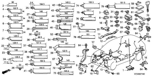 2010 Acura MDX Harness Band Clip (145.2Mm) (Natural) (W/Seal) Diagram for 91545-SV4-003