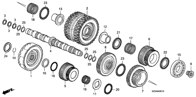 2010 Acura ZDX AT Secondary Shaft - Clutch (Low/2ND-5TH) Diagram