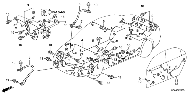 2006 Acura TSX Wire Harness, Instrument Diagram for 32117-SEC-A61