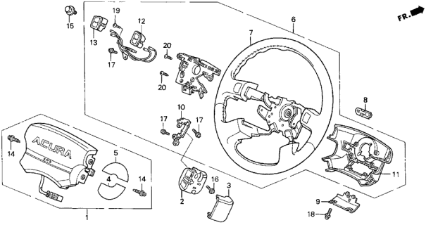 1998 Acura TL Button, Driver Side Horn (Medium Taupe) Diagram for 78522-SL5-A82ZJ