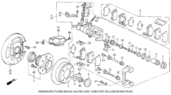 1992 Acura Vigor Rear Hub Unit Bearing Assembly Diagram for 42200-SL5-A01