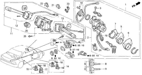 1993 Acura Vigor Lock Set (Palmy Gray) Diagram for 35010-SL5-A01ZB