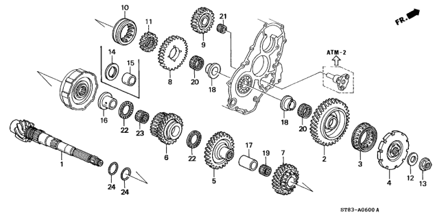 1995 Acura Integra Gear, Countershaft Low Diagram for 23421-P56-000