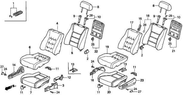 1997 Acura TL Pad & Frame, Right Front Seat-Back Diagram for 81122-SW5-J51