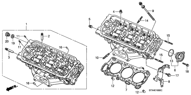 2009 Acura MDX Front Cylinder Head Diagram