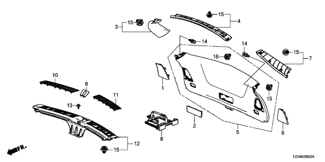 2016 Acura MDX Interior-Rear-Utility Tray Diagram for 84525-TZ5-A00ZB