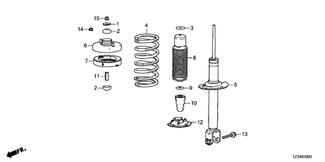 2019 Acura TLX Rear Shock Absorber Unit Diagram for 52611-TZ3-A11