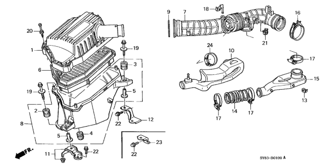 1997 Acura CL Resonator Connector Tube Diagram for 17288-P0A-000
