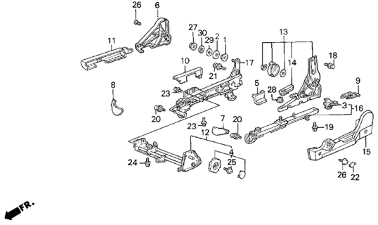 1986 Acura Legend Adjuster, Driver Side Reclining (Palmy Blue) Diagram for 81630-SD4-J01ZB