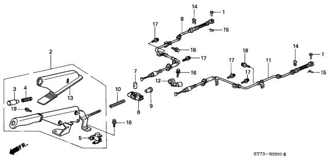 1996 Acura Integra Driver Side Parking Brake Wire A Diagram for 47560-SR3-933