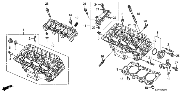 2010 Acura ZDX Front Cylinder Head Diagram