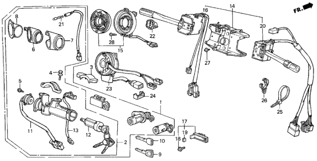 1987 Acura Legend Cylinder, Steering Diagram for 35131-SD4-A01