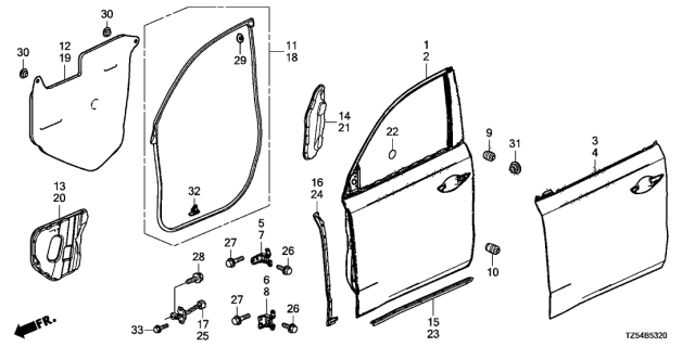2016 Acura MDX Barrier B, Right Front Diagram for 72323-TZ5-A01