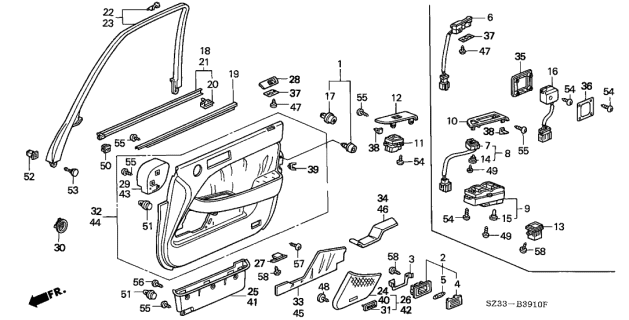 1998 Acura RL Panel, Power Window Master Switch (Wood Grain) (Myrtle) Diagram for 35755-SZ3-A00ZB