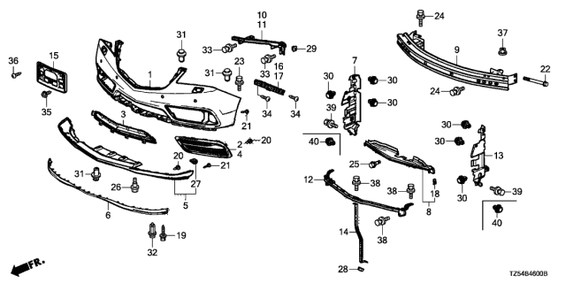 2015 Acura MDX Beam L Front Bumper Corner (Upper) Diagram for 71145-TZ5-A00