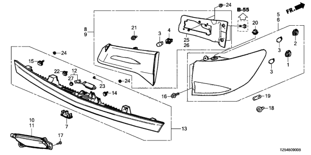 2015 Acura MDX Lift Gate-License Molding Diagram for 74890-TZ5-A02