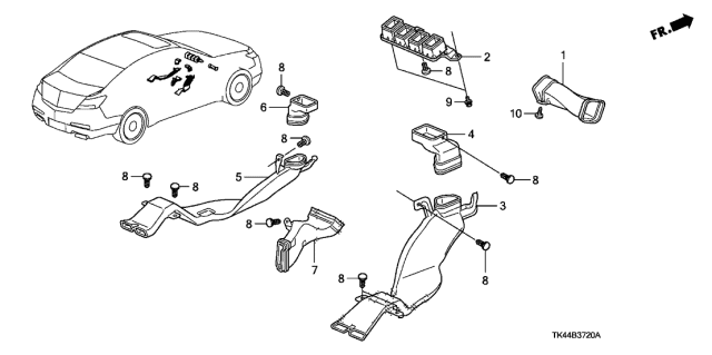 2009 Acura TL Duct, Left Rear Heater Diagram for 83380-TK5-A01