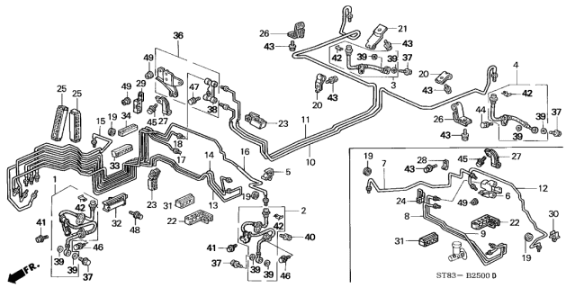 1996 Acura Integra Pipe X, Brake Diagram for 46377-ST7-A01