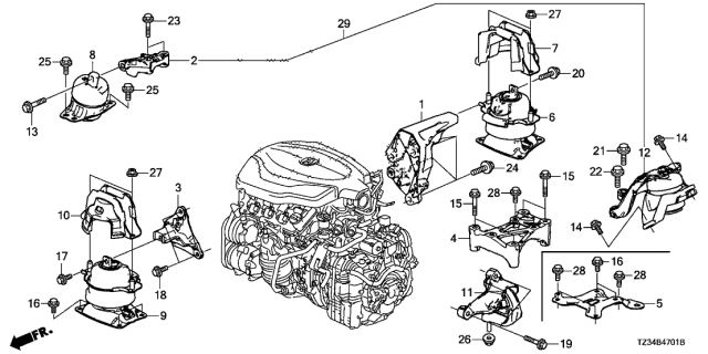 2016 Acura TLX Engine Mounts Diagram