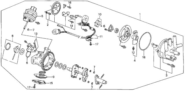 1986 Acura Legend Wire Harness Assembly, Distributor (Tec) Diagram for 30131-PH7-006