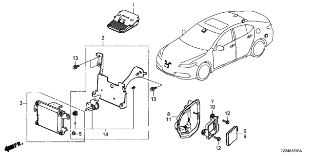 2018 Acura TLX Monoc Camera Assembly Diagram for 36160-TZ3-A14