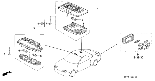 1994 Acura Integra Light Assembly, Front Map (Coast Sand) Diagram for 34256-ST7-003ZB