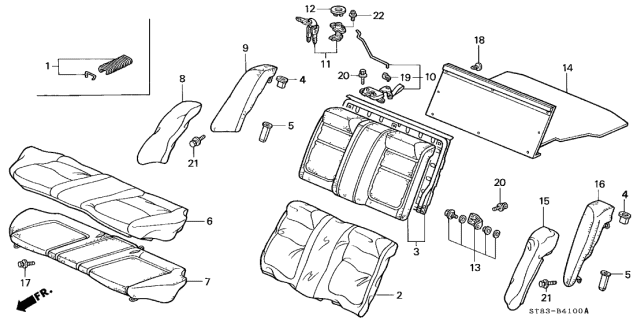 1994 Acura Integra Left Rear Seat-Back Side Cover (Light Taupe) Diagram for 82551-ST8-A21ZB
