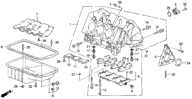 1986 Acura Legend Block Assembly, Cylinder Diagram for 11000-PH7-020
