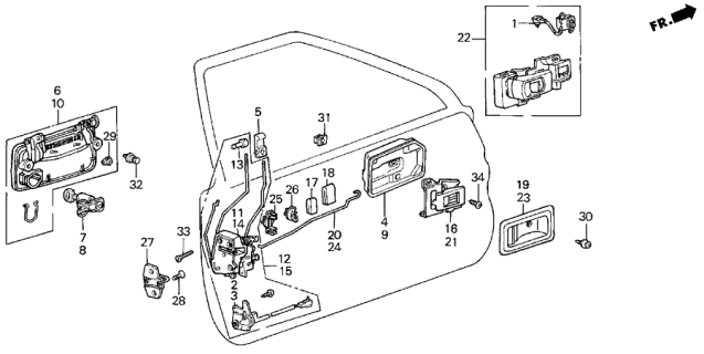1987 Acura Integra Case, Left Front Inside Handle (Palmy Gray) Diagram for 75526-SE7-A02ZC