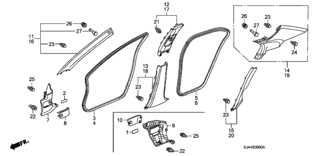 2005 Acura RL Pillar Garnish Diagram