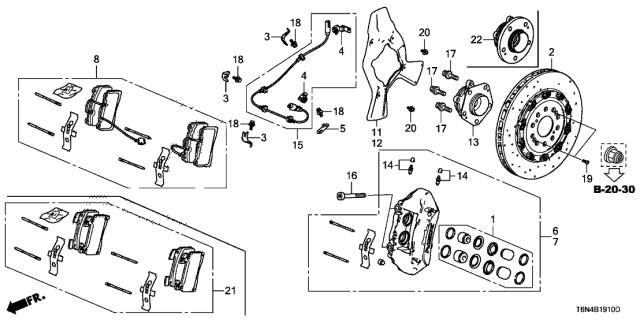 2019 Acura NSX Right Rear Caliper Sub-Assembly (Black) Diagram for 43018-T6N-A11