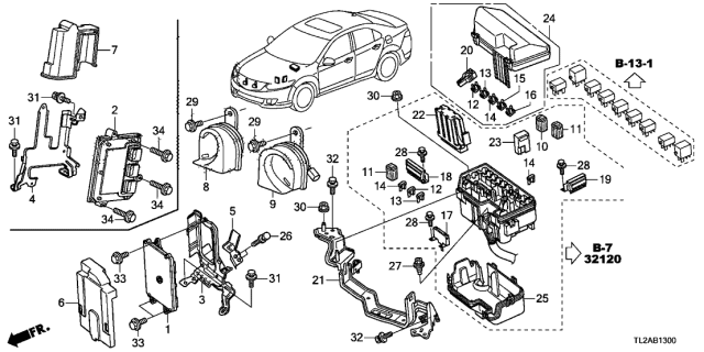 2014 Acura TSX Cover, Relay Box (Upper) Diagram for 38256-TL2-A01