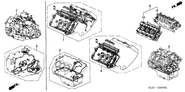 1998 Acura NSX Engine Sub-Assembly, Rear Cylinderhead Diagram for 10005-PBY-A00