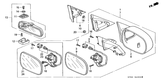 1997 Acura CL Passenger Side Door Mirror Assembly (Primrose Mist Metallic) (R.C.) Diagram for 76200-SY8-A01ZE