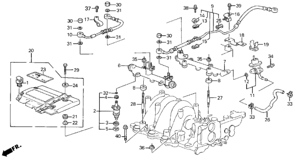 1986 Acura Legend Washer, Manifold Cover Diagram for 17165-PH7-300