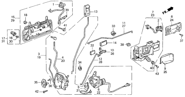 1989 Acura Legend Right Front Handle Assembly (Outer) (Asturias Gray Metallic) Diagram for 72140-SD4-A01ZB