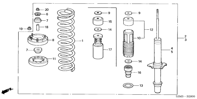 2003 Acura CL Right Front Shock Absorber Assembly Diagram for 51601-S3M-A21