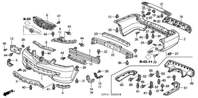 2003 Acura MDX Rear Bumper Face Skid Garnish (Cool Gray) Diagram for 71502-S3V-A00ZC