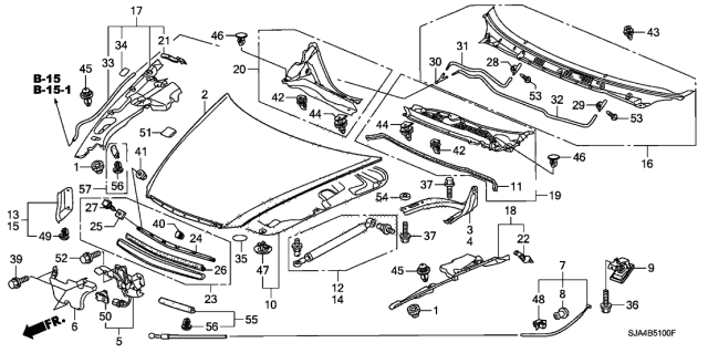 2005 Acura RL Hinge, Passenger Side Hood Diagram for 60120-SJA-305ZZ