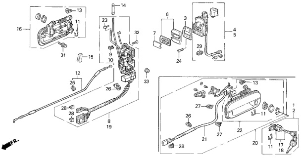 1995 Acura Legend Passenger Side Handle Assembly (Outer) (Cayman White Pearl) Diagram for 72140-SP1-G02YE