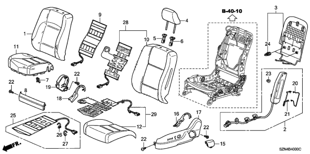 2011 Acura ZDX Pad Complete L, Front Cushion Diagram for 81537-SZN-A51
