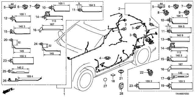2015 Acura RDX Wire Harness, Passenger Side (Include Washer Tube) Diagram for 32140-TX4-A00