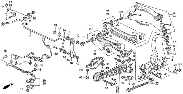 1993 Acura Vigor Arm Bushing (For Rear Assembly) Diagram for 52365-SM4-004
