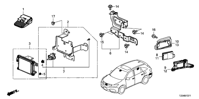 2016 Acura MDX Aiming Assembly Diagram for 36805-TZ3-A11