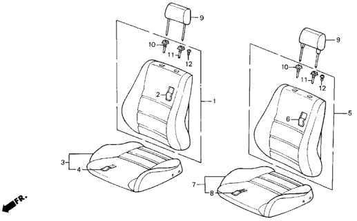 1988 Acura Integra Left Front Seat Back Cover (Silky Ivory/Silky Ivory) Diagram for 77421-SD2-A01ZG