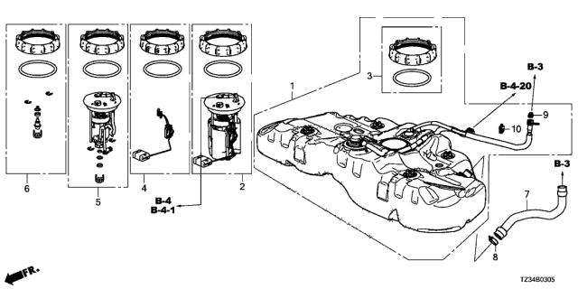 2019 Acura TLX Fuel Filter Set Diagram for 17048-T2A-A00
