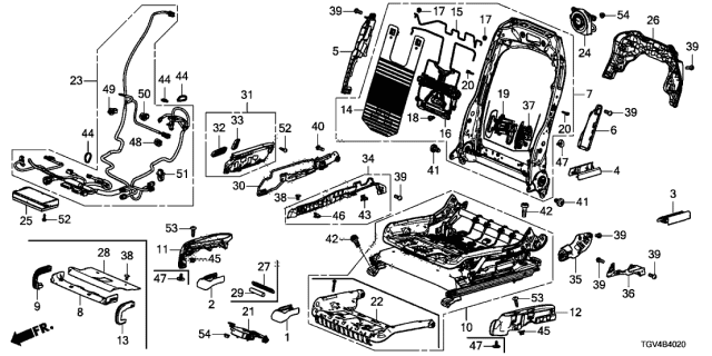 2021 Acura TLX Front Seat Components Diagram 2