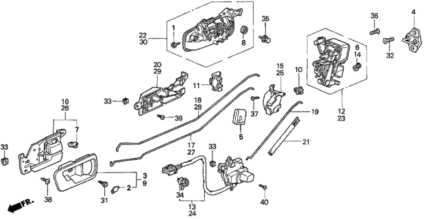 1996 Acura TL Right Rear Door Lock Actuator Assembly Diagram for 72615-SW5-A01
